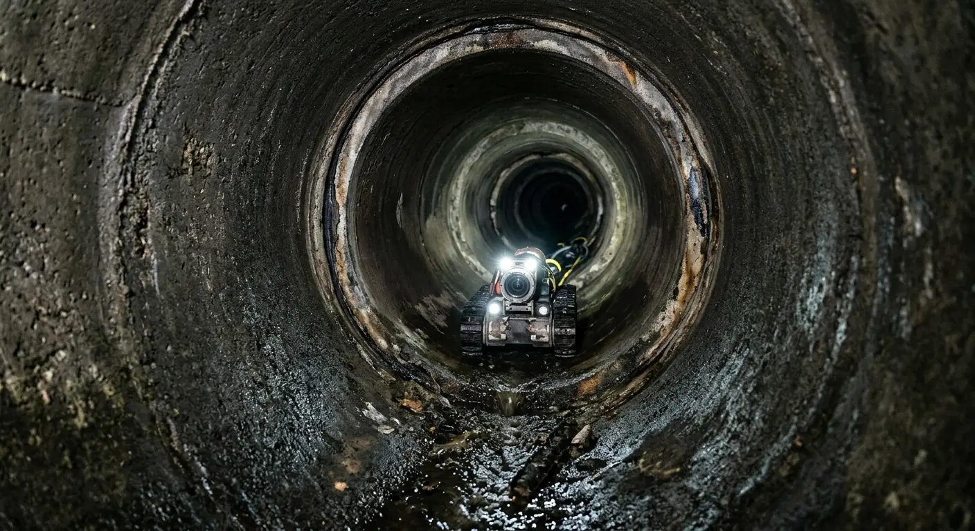 Robotic sewer camera inspecting pipe interior for Drain Snake Service in Chehalis